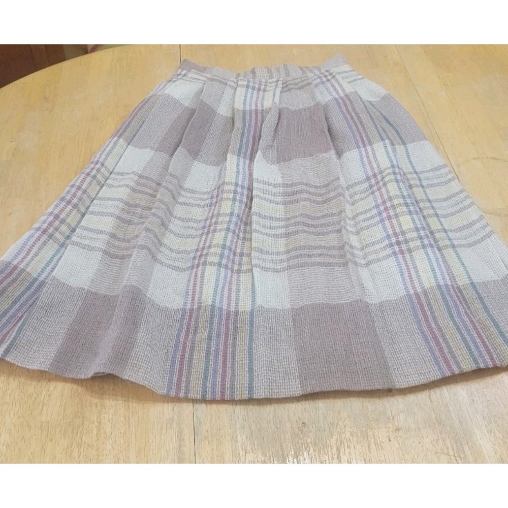 Patty Woodard California Vintage Pleated Plaid‎ Wool Skirt Size 12 Multicolor